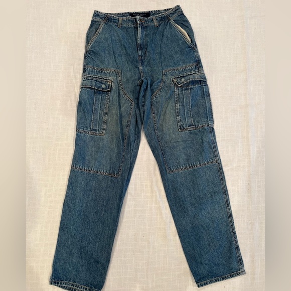 Guess Jeans Vintage Guess Baggy Mens Distressed Cargo Jeans 32